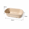 Size guide for a 24 oz bagasse food container