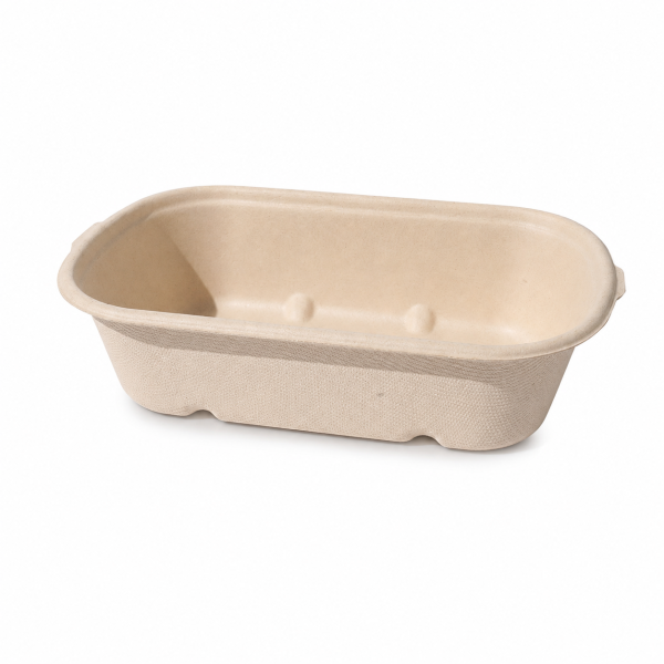 24 oz bagasse food container showing from the front