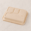 Bottom view of compostable food container showing raised compartment structure