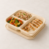1000ml three compartment cornstarch food container with chicken vegetables and mixed grains