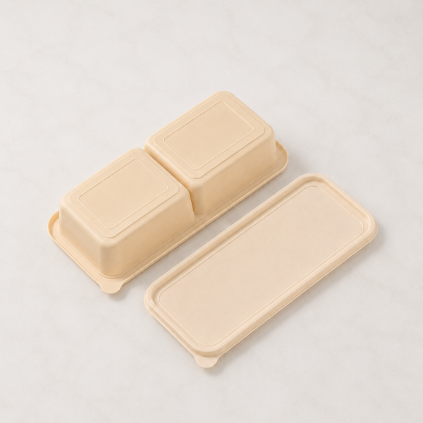 550ml cornstarch food container showing two compartments and smooth rim