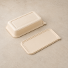 Bottom detail of 550ml rectangular cornstarch food container with lid