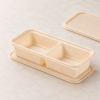 Open 550ml two compartment cornstarch food container showing two compartments