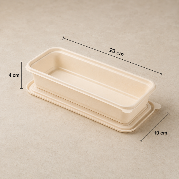 550ml rectangular single compartment cornstarch food container size details