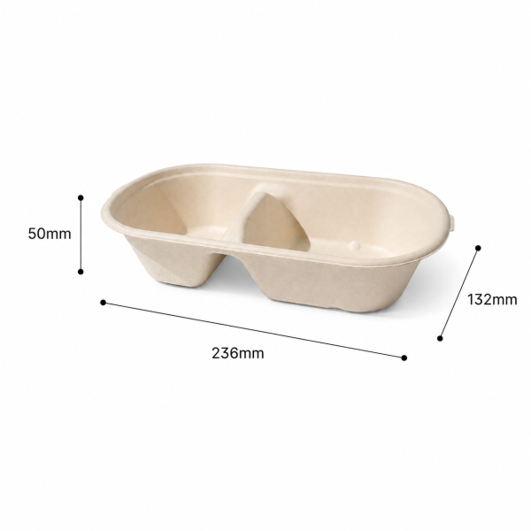 Size guide for an 850 ml two-compartment container
