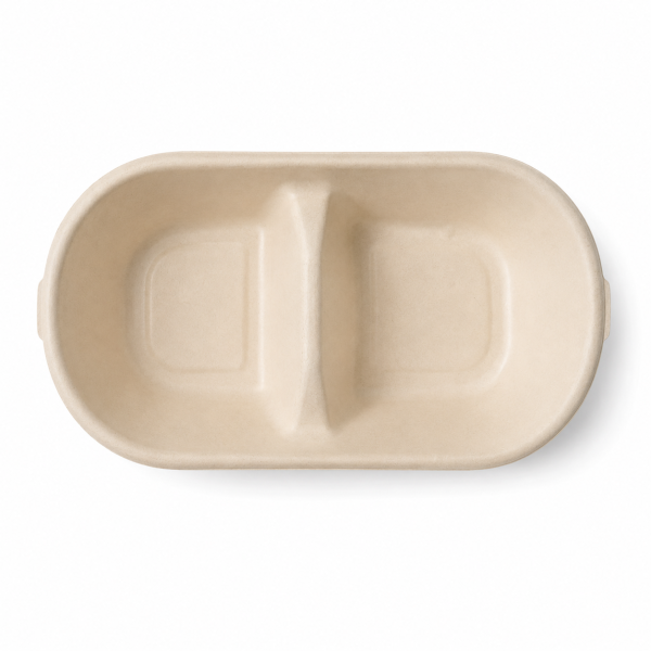 Top view of a natural bagasse food container