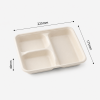 Dimensions of a three-compartment bagasse food container