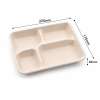 Size guide for a 900 ml four-compartment bagasse food container