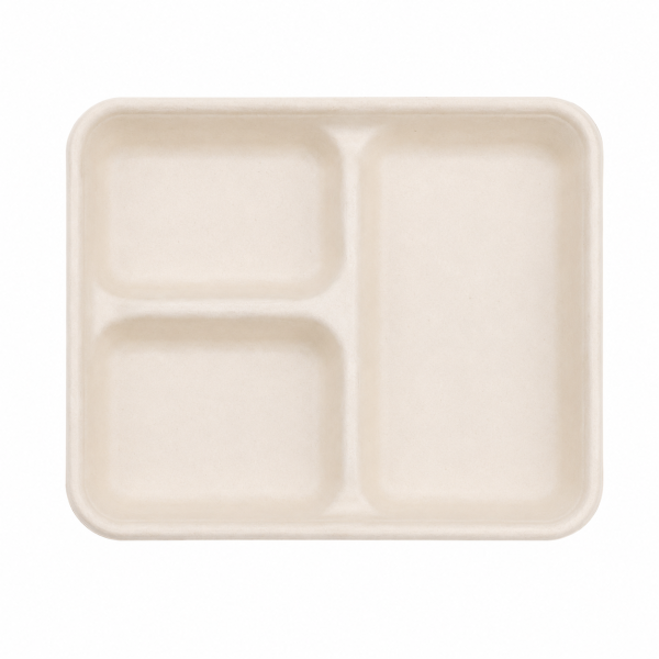900 ml Three-Compartment Bagasse Food Container