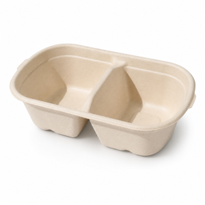 700 ml two compartment bagasse food container view