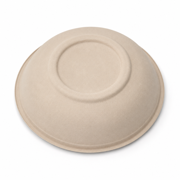 1000ml sugarcane bagasse bowl bottom view with molded fiber texture
