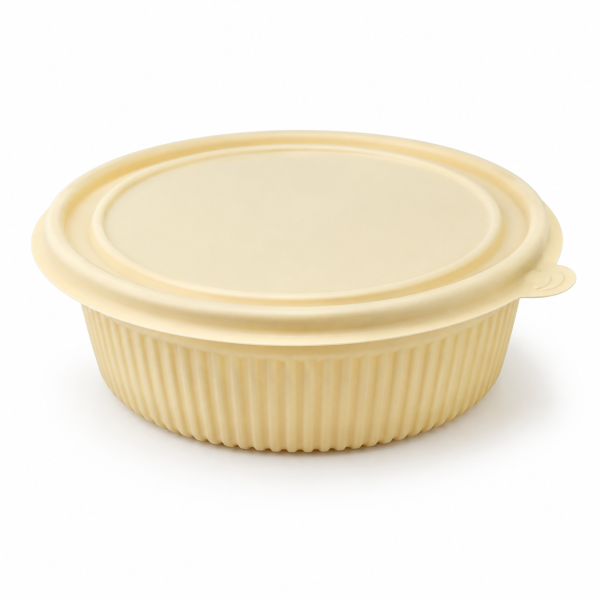 1000ml round cornstarch bowl with lid for takeaway food packaging