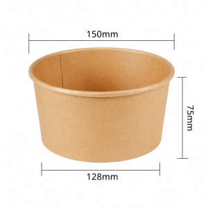 1000ml round kraft paper bowl front view for takeaway food packaging