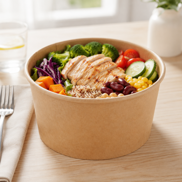 1000ml-round-kraft-paper-bowl-salad-use 1000ml round kraft paper bowl used for salad takeaway and meal prep