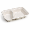 Natural 1000ml two compartment bagasse food tray for takeaway meals