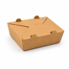 Closed 1080ml vented kraft takeaway box with secure locking-tab lid