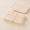 Bottom view of 1200ml cornstarch container with five raised compartment bases