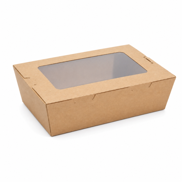 1200ml Kraft Salad Box with Clear Window