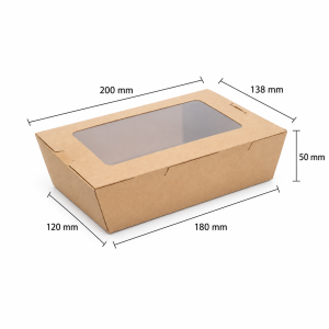 1200ml kraft salad box with clear window size