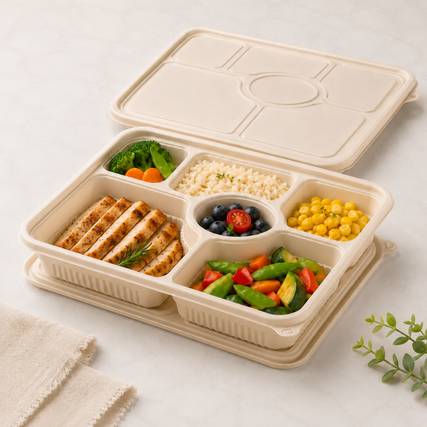 1200ml Six Compartment Cornstarch Food Container