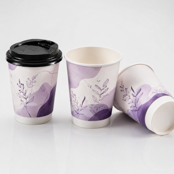 12oz double wall paper cup front view for beverage service
