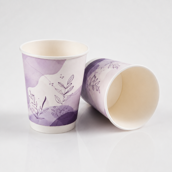 12oz insulated paper cup showing inner rim and cup opening