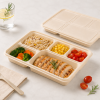 Grilled chicken rice vegetables and sides packed in divided lunch container