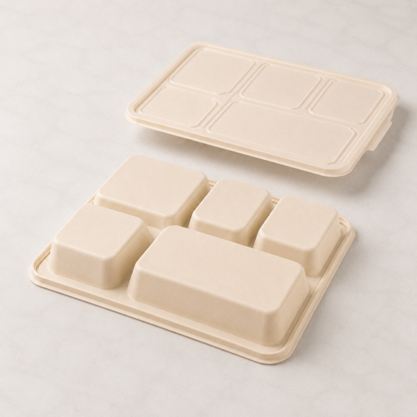 1300ml Five Compartment Cornstarch Food Container