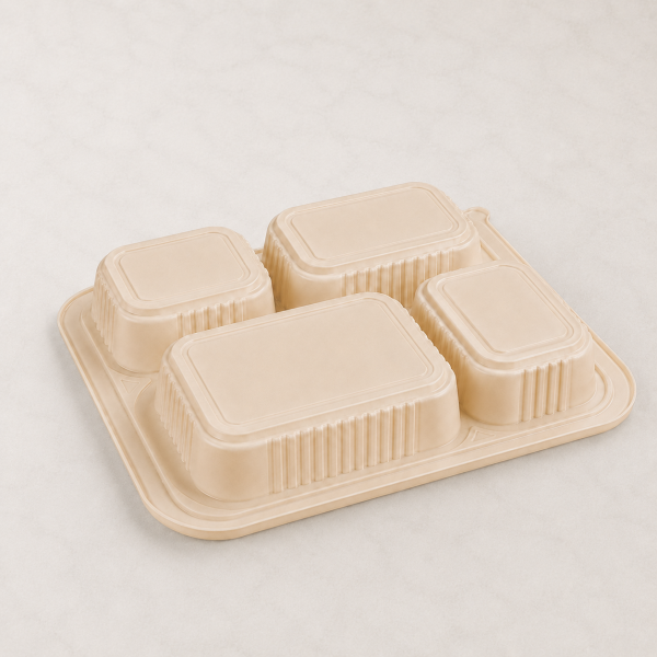 1300ml Four Compartment Cornstarch Food Container