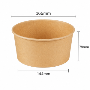 1300ml round kraft paper bowl dimensions with 165mm top diameter and 78mm height