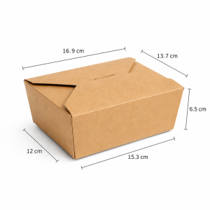1400ml kraft paper food box dimensions with top bottom and height measurements