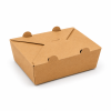 Closed 1400ml vented kraft takeaway box with secure locking-tab lid