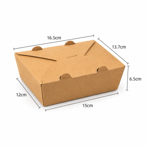 1400ml kraft takeout box dimensions measuring 16.5 by 13.7 by 6.5 cm