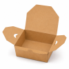 Open 1400ml kraft food box showing wide empty interior and vented side flaps