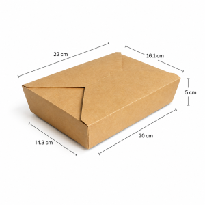 1480ml kraft paper food box dimensions with top bottom and height measurements