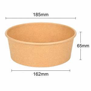 1500ml round kraft paper bowl interior view for food service packaging