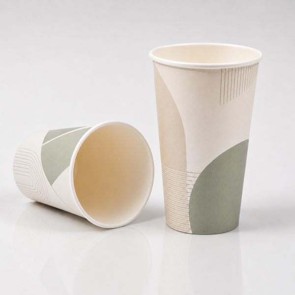 16oz disposable paper cup showing inner space and rim detail