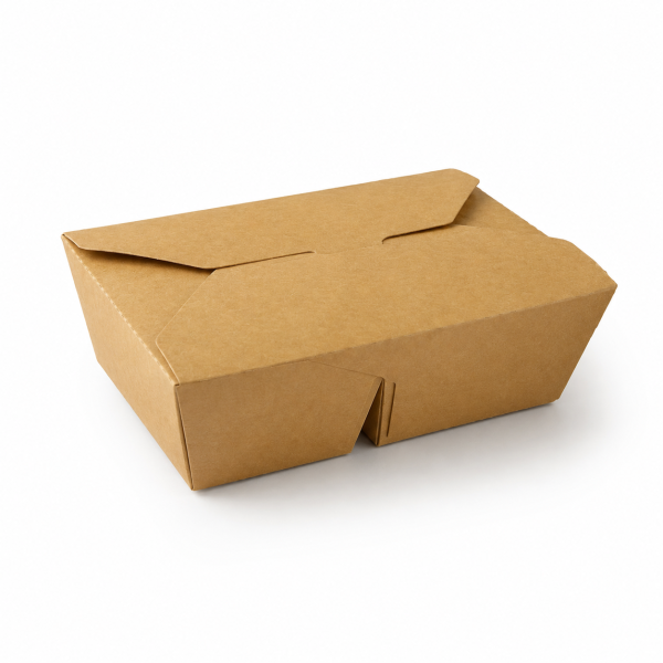 1900ml double compartment kraft food box front view