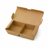 Open 1900ml kraft food box showing two separate meal compartments