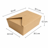 2000ml kraft paper food box dimensions with top bottom and height measurements