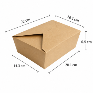 2000ml kraft paper food box dimensions with top bottom and height measurements