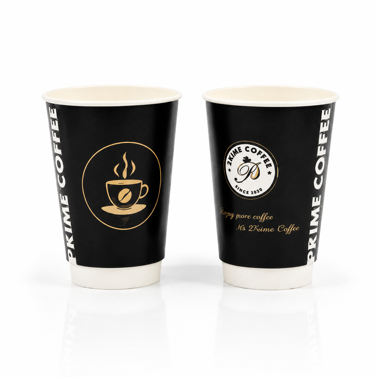 20oz black custom coffee paper cup with premium gold design