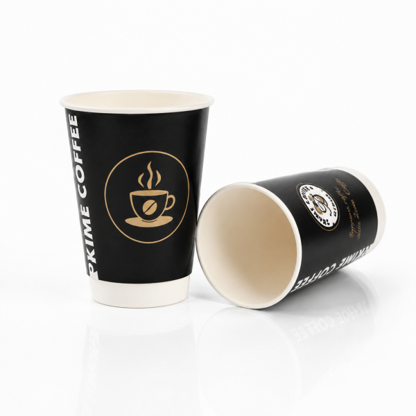 20oz black paper cup showing clean inner surface