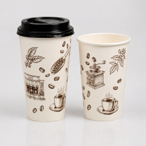 20oz custom printed beverage cup with modern coffee design