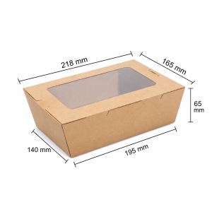 2100ml kraft salad box with clear window size