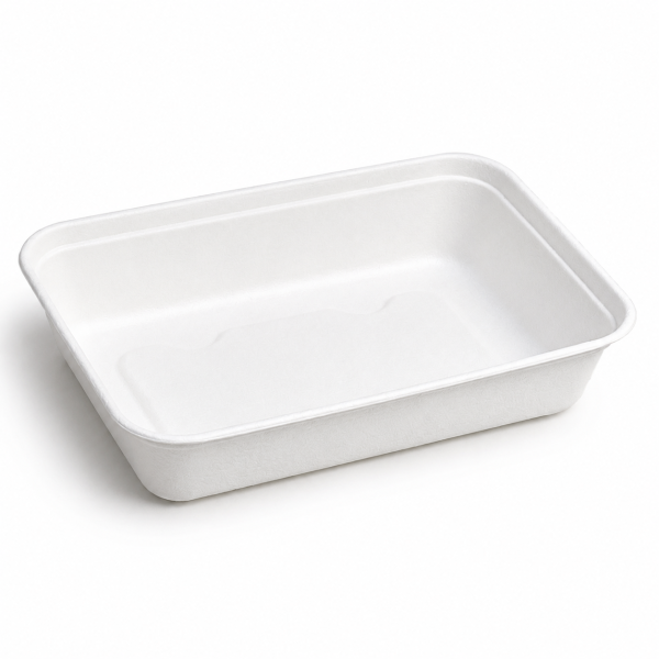 400ml bagasse food tray with rectangular shallow design