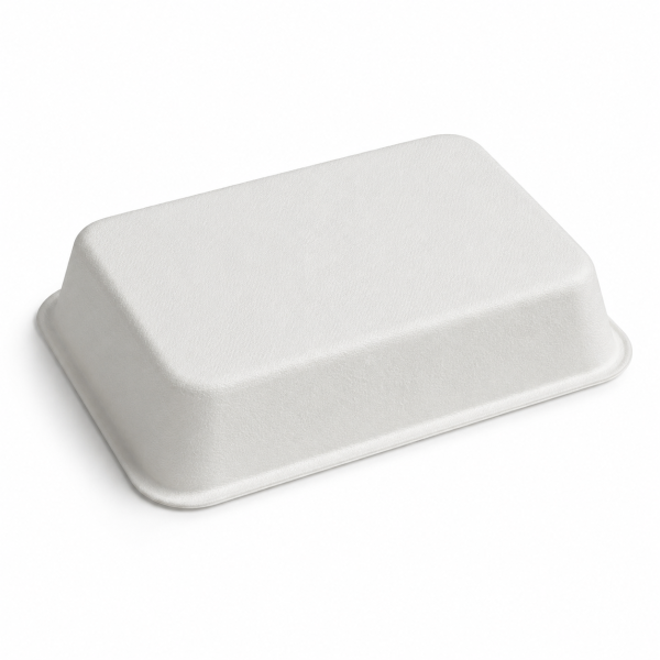 Underside view of 400ml molded bagasse food tray