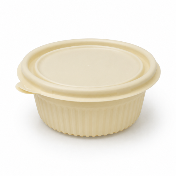 450ml round cornstarch bowl front view for takeaway food packaging
