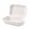 450ml white bagasse clamshell food container for takeaway meals