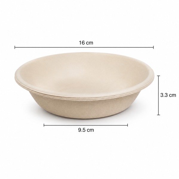 480ml bagasse bowl dimensions with 16cm diameter